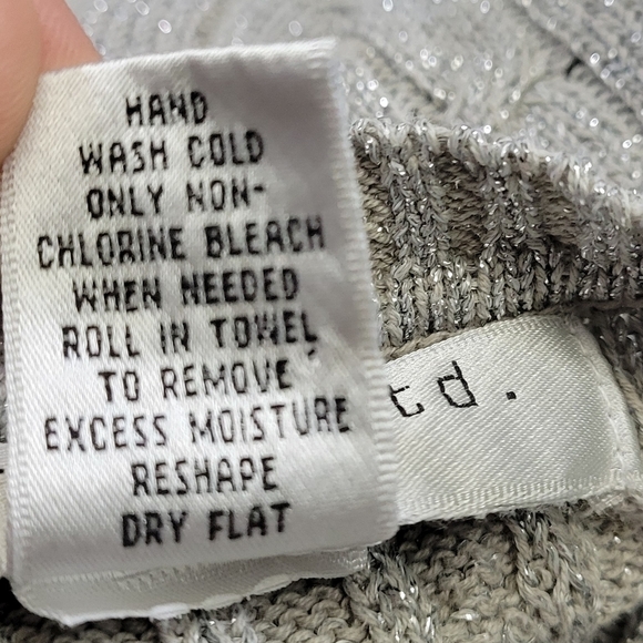 Pursuits, ltd Womens Lurex Chrome Thread Cable Knit V-Neck Sweater Size XXl - Picture 10 of 11